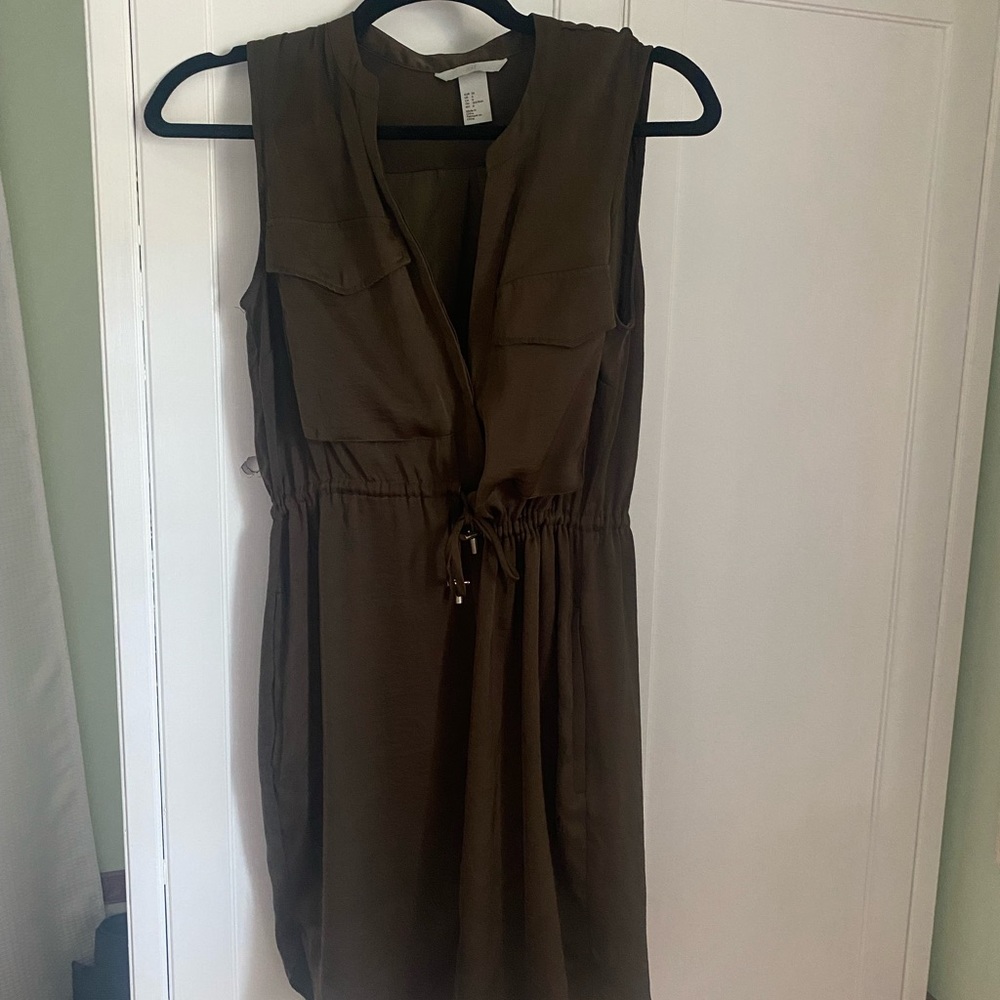 Army green silk dress H&M